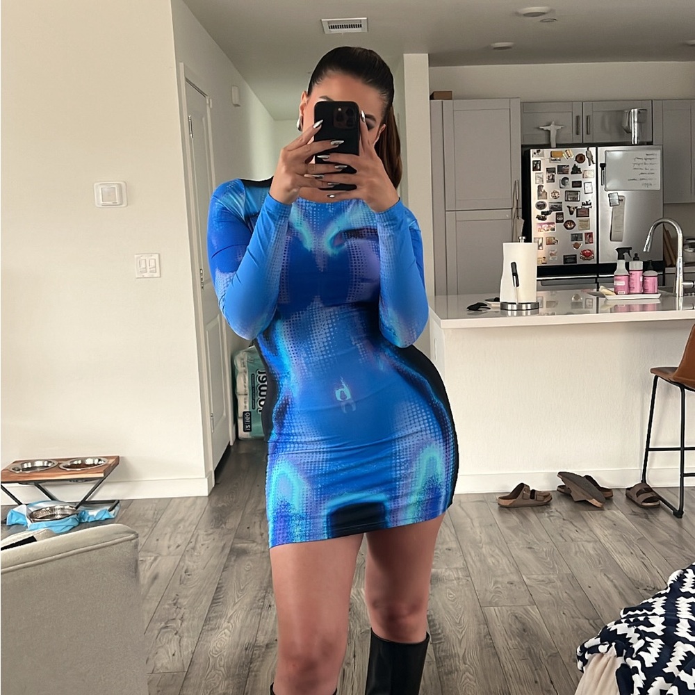 White Fox Soulmate Long Sleeve Mini Dress Milky Way